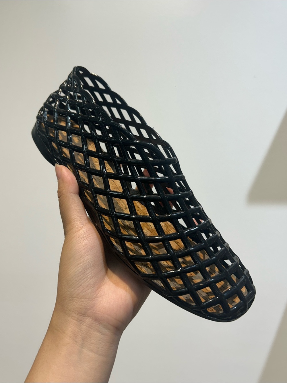 Black Women's Cage Slip-On Flat Shoes